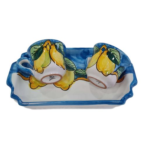 Set of coffe cups with tray handpainted Vietri ceramic