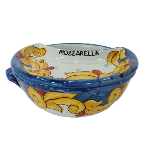 Sponzapane Porta Mozzarella línea barroca - Cerámica Vietri pintada a mano