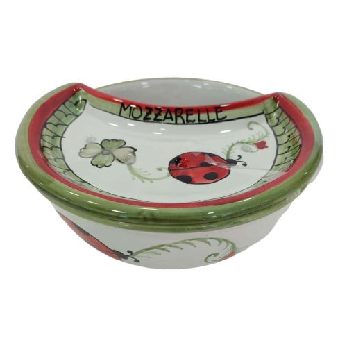 Mozzarella Cheese Pot decoro ladybug - handpainted Vietri ceramic