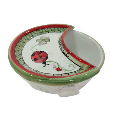 Mozzarella Cheese Pot decoro ladybug - handpainted Vietri ceramic