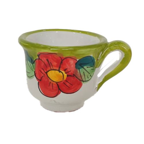 Tray with 6 espresso cups. Flowers & Lemons Line. Vietri ceramic. Hand-painted.