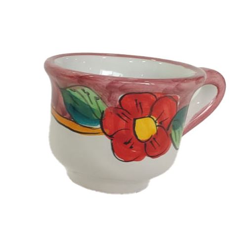 Bandeja con 6 tazas. Línea Flores y Limones. Cerámica de Vietri. Pintada a mano.