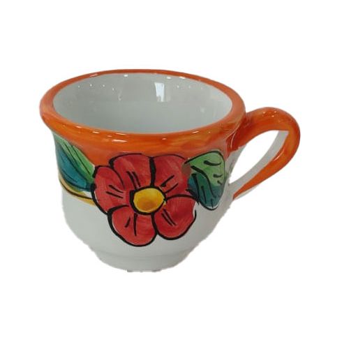 Tray with 6 espresso cups. Flowers & Lemons Line. Vietri ceramic. Hand-painted.