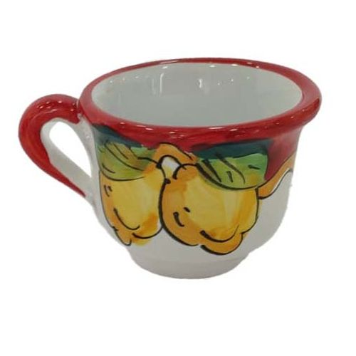 Tray with 6 espresso cups. Flowers & Lemons Line. Vietri ceramic. Hand-painted.