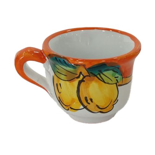 Tray with 6 espresso cups. Flowers & Lemons Line. Vietri ceramic. Hand-painted.