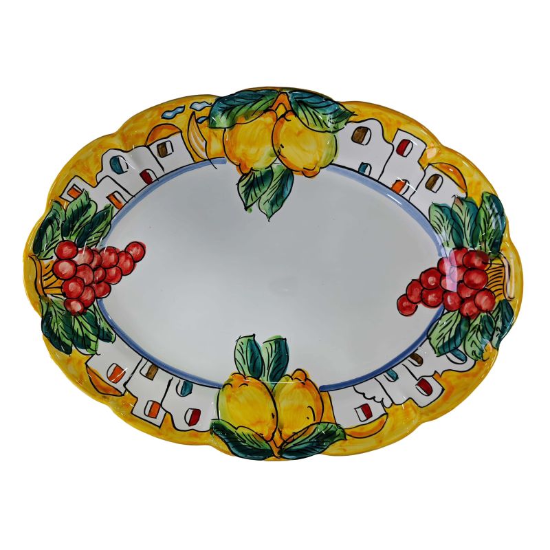 Oval scalloped serving plate. Houses & Lemons...