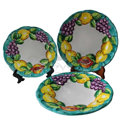 Plate. Dish. Fruit & Lemons Line. Vietri ceramic. Hand-painted