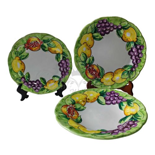 Plate. Dish. Fruit & Lemons Line. Vietri ceramic. Hand-painted