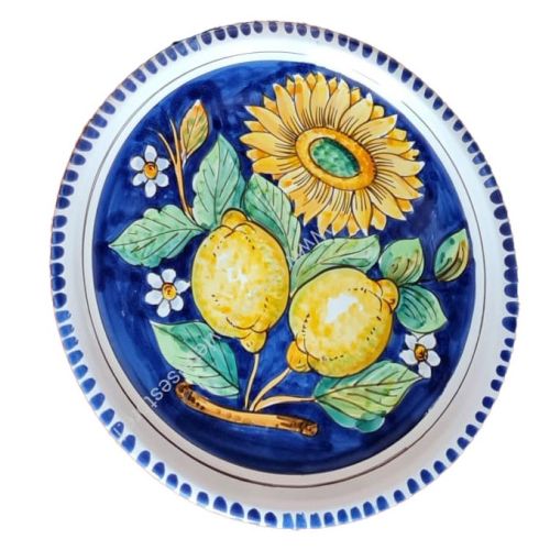 Restaurantlinie – Pizzateller. Zitronen- und Sonnenblumenlinie. Vietri-Keramik. Handbemalt.