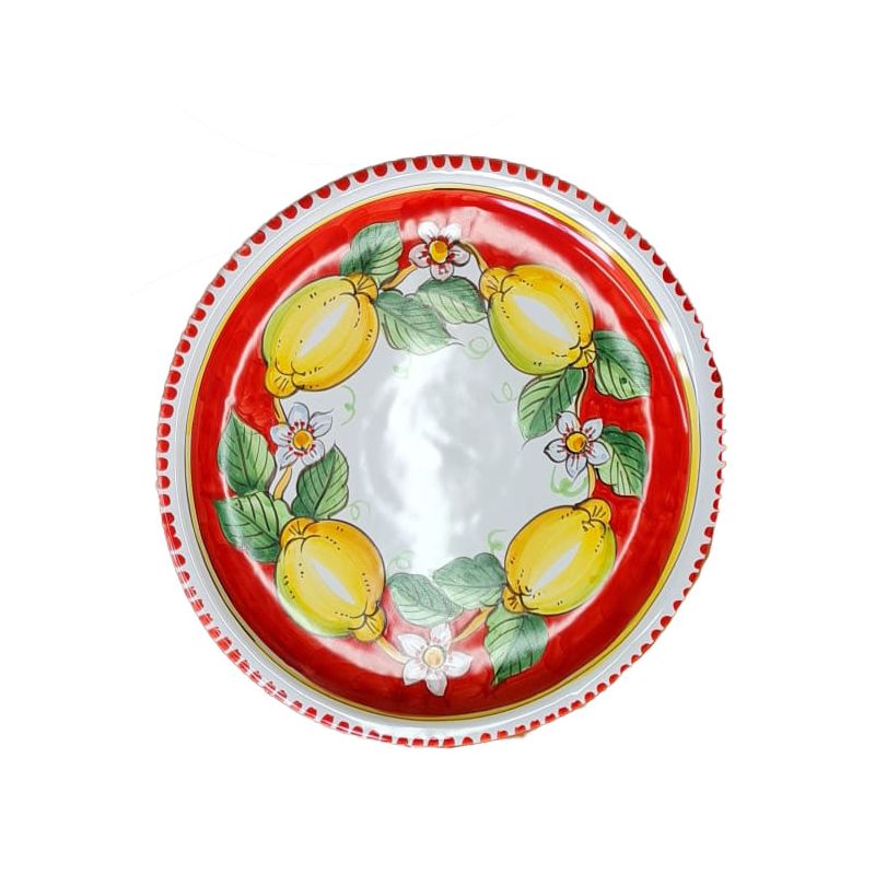 Restaurant Line - Assiette à Pizza avec Décoration Citron et Printemps, Céramique Vietri.