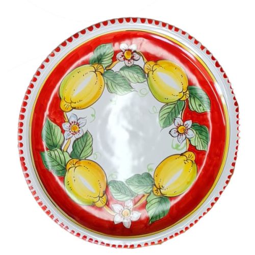 Restaurant Line – Pizza Plate. Lemon Line. Vietri Ceramics. Hand-Painted.