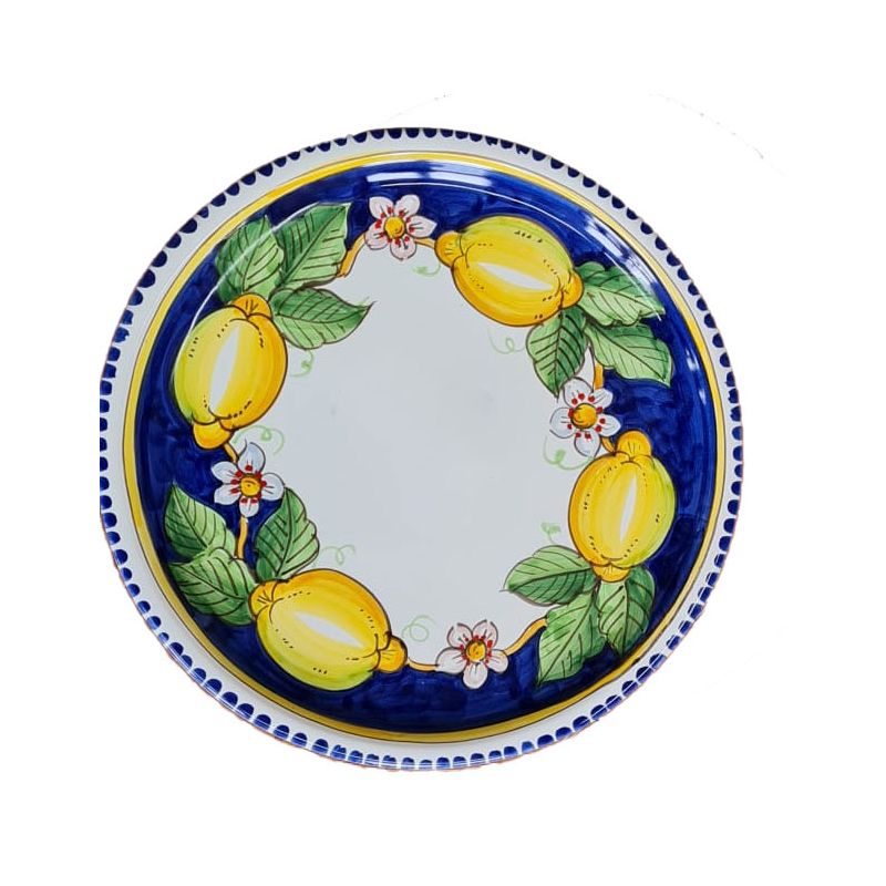 Restaurant Line - Assiette à Pizza avec Décoration Citron et Printemps, Céramique Vietri.