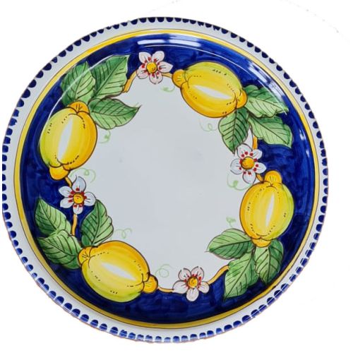 Restaurant Line - Assiette à Pizza avec Décoration Citron et Printemps, Céramique Vietri.