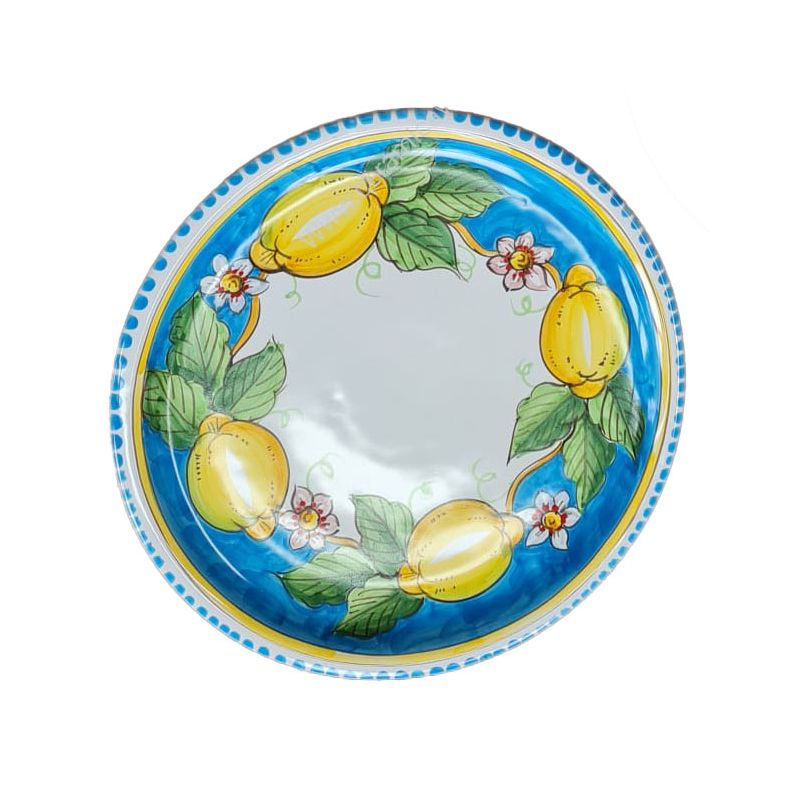 Restaurant Line - Assiette à Pizza avec Décoration Citron et Printemps, Céramique Vietri.