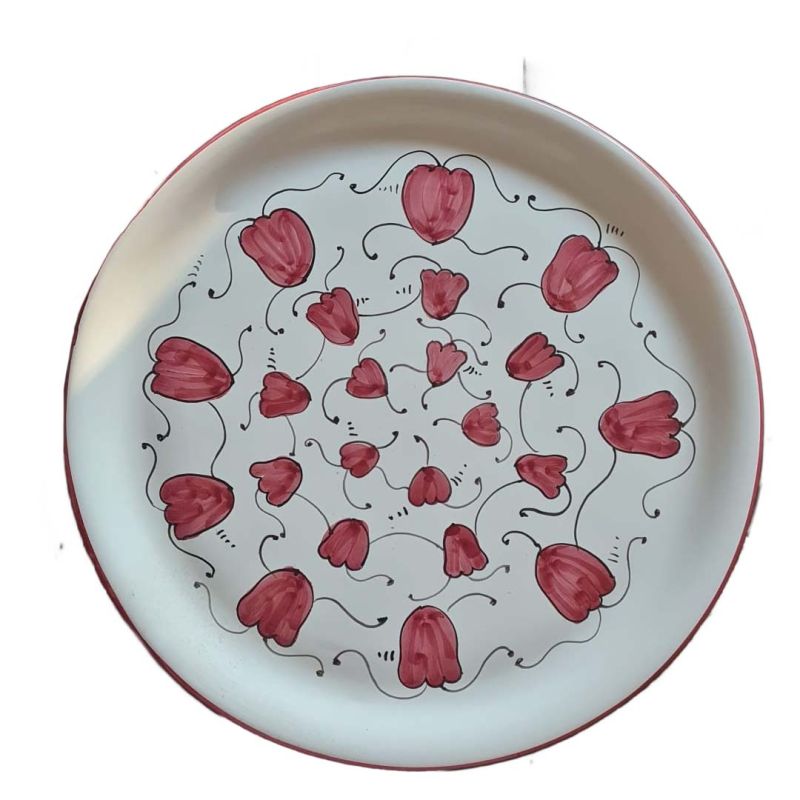 Restaurant Line - Assiette à Pizza avec Décoration Tulipe en Céramique de Vietri.