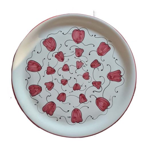 Restaurant Line – Pizza Plate. Flowers Line. Vietri Ceramics. Hand-Painted.