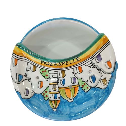 Sponzapane Porta Mozzarella linea Casette e Limoni. Ceramica di Vietri dipinta a mano