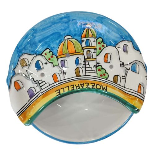 Sponzapane Porta Mozzarella linea Casette e Limoni. Ceramica di Vietri dipinta a mano