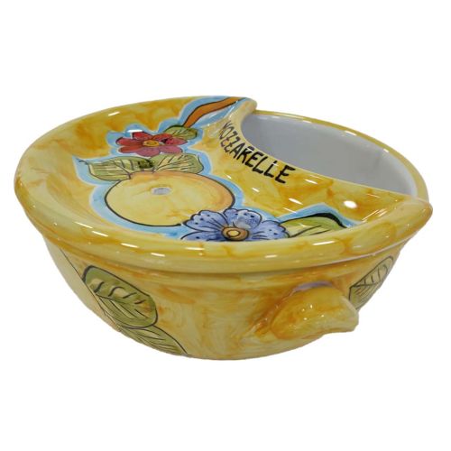 Esponzapano. Trae mozzarella. Línea Flores y Limones - Cerámica Vietri pintada a mano