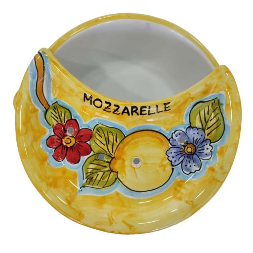 Esponzapano. Trae mozzarella. Línea Flores y Limones - Cerámica Vietri pintada a mano
