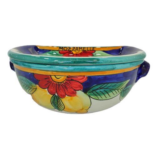Mozzarella Cheese Pot Lemons line - handpainted Vietri ceramic