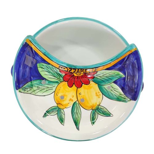 Sponzapane Porta Mozzarella Doppio Decoro - Ceramica di Vietri dipinta a mano