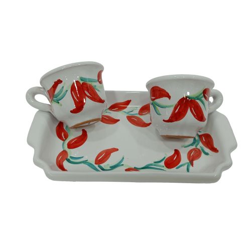 Set of coffe cups with tray handpainted Vietri ceramic 2