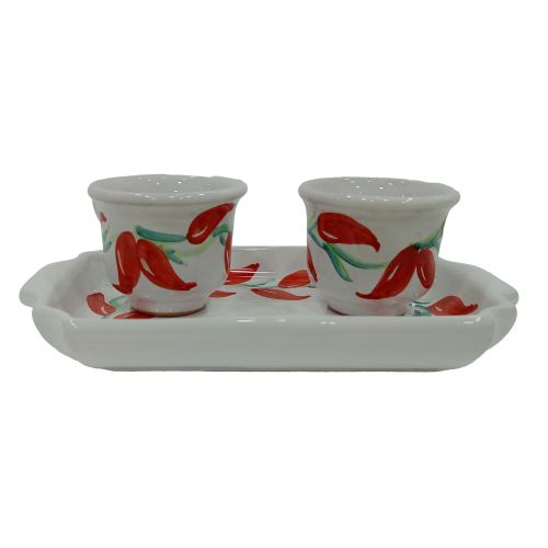 Kaffee-Tassen- und Tablett-Set „Tet-a-Tet“ Geschenk. Linie Fortuna. Vietri Keramik.