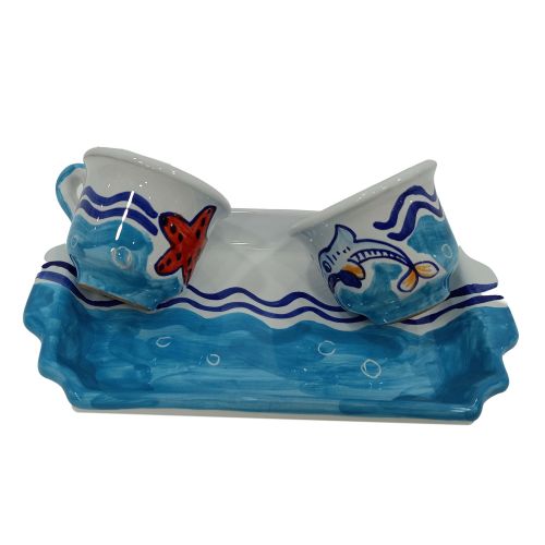 Set of coffe cups with tray handpainted Vietri ceramic 2