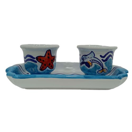 Set of coffe cups with tray handpainted Vietri ceramic