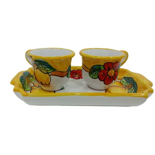 Set de tazas con bandeja Favors Cerámica Vietri pintada a...