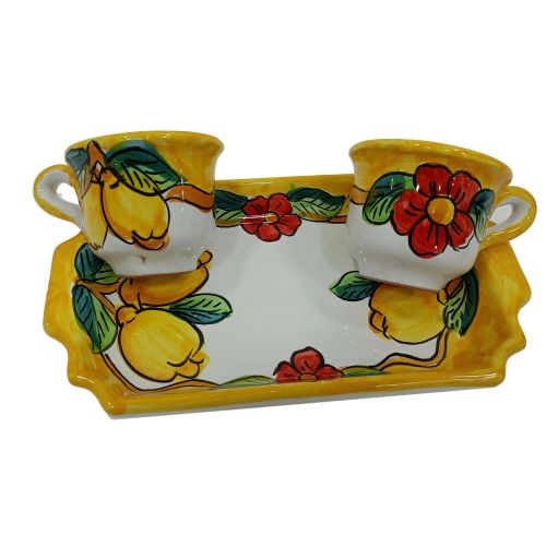 Set de tazas con bandeja Favors Cerámica Vietri pintada a... 2