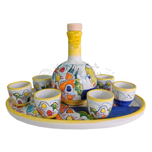 Limoncello-Set. Flasche, Tablett, 6 Gläser....