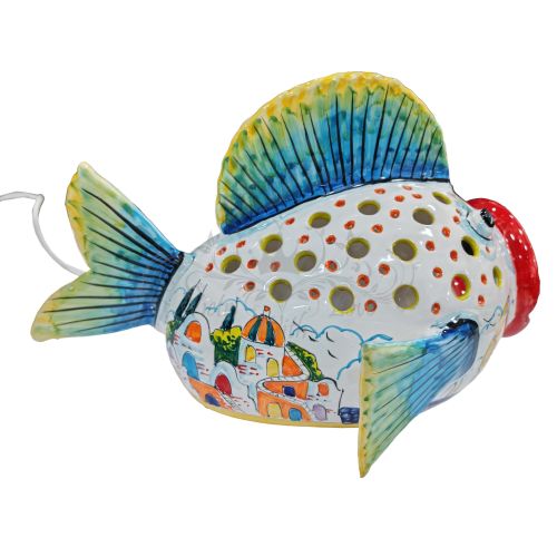 Fish. Home ornaments Lamp handpainted Vietri ceramic Furnishing items for your home