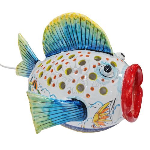 Fish. Home ornaments Lamp handpainted Vietri ceramic Furnishing items for your home