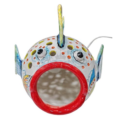 Poisson. Ornements lumière pour la maison peints à la main en céramique de Vietri Articles d'ameublement pour votre maison