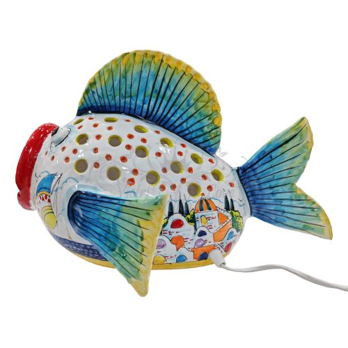 Poisson. Ornements lumière pour la maison peints à la main en céramique de Vietri Articles d'ameublement pour votre maison
