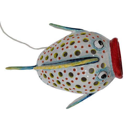 Pesce da appoggio Lume in Ceramica di Vietri dipinta a mano. Oggettistica da arrendamento per la tua casa