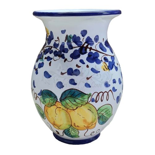 Vaso portafiori Porta fiori. Linea Limoni. in Ceramica di Vietri dipinta a mano.