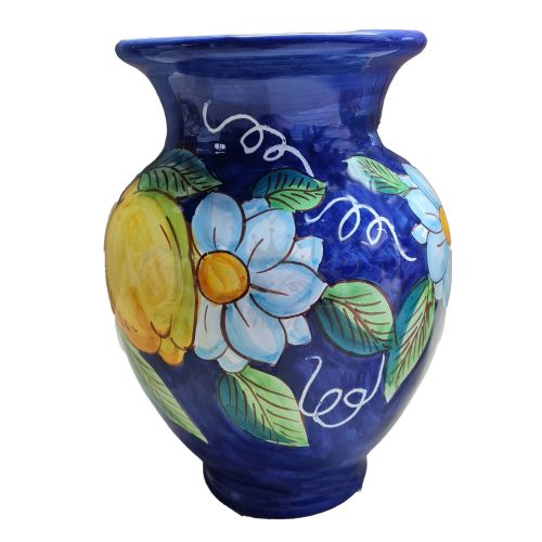 Vaso portafiori Porta fiori. Linea Limoni. in Ceramica di Vietri dipinta a mano.