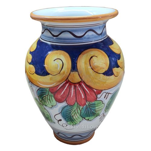 Blumenvase, Blumenhalter. aus handbemalter Vietri-Keramik.