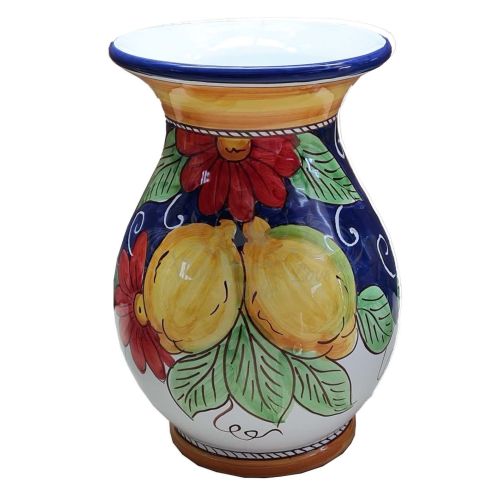 Vaso portafiori Porta fiori. Linea Limoni. in Ceramica di Vietri dipinta a mano.
