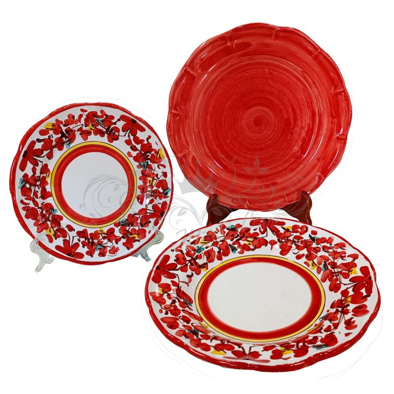 Dishes, Plates Flowers line, handpainted in...