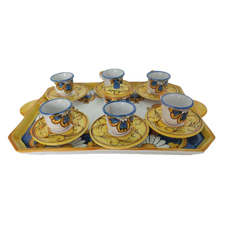 Plateau avec 6 tasses, soucoupes et sucrier....