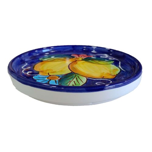 Sotto bicchiere e/o Sotto Bottiglia Linea Fiori e Limoni. Dipinto a mano Ceramica vietrese