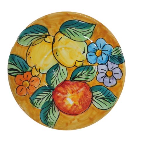 Untersetzer und/oder Flaschenunterlage. “Zitronen und Blumen”-Linie. Vietri-Keramik. Handbemalt.
