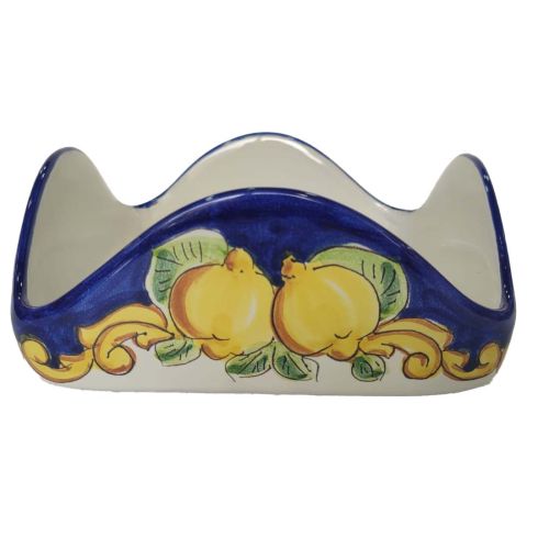Serviettenhalter. Zitronen-Linie. Handbemalte Vietri-Keramik.