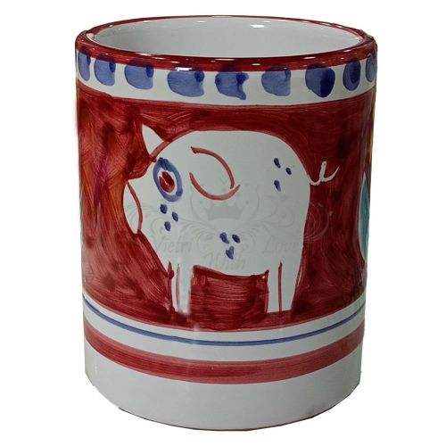 Bicchiere linea animaletti, dipinti a mano in ceramica vietrese.