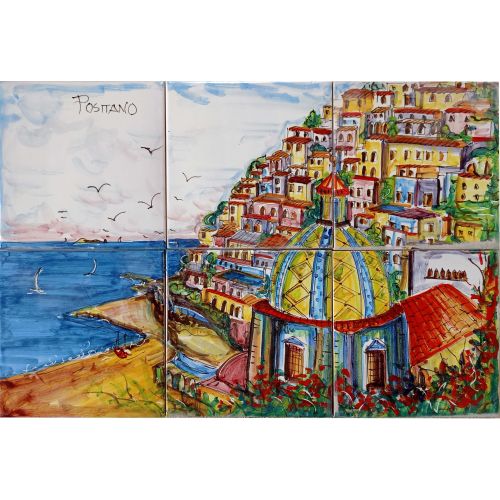 Wall Panel. Landscapes. Hand-Painted Vietri Ceramics.