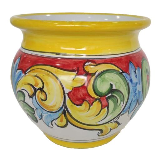 Cachepot Plant Holder. Hand-painted Vietri ceramic.